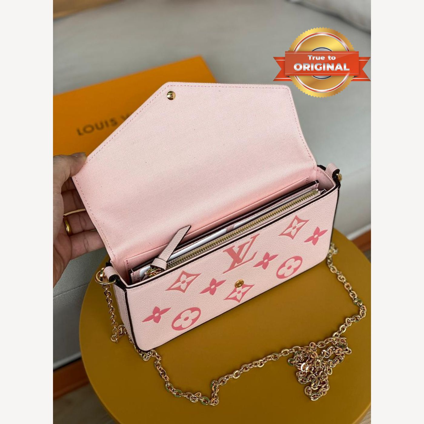 [True-to-ORIGINAL] Louis Vuitton Felicie Pochette Monogram Pink For Women 8.3in/21cm